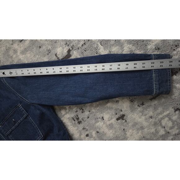 Madewell Lightweight Denim Jacket Teddy Faux Fur Collar Large Casual Streetwear - Picture 5 of 9